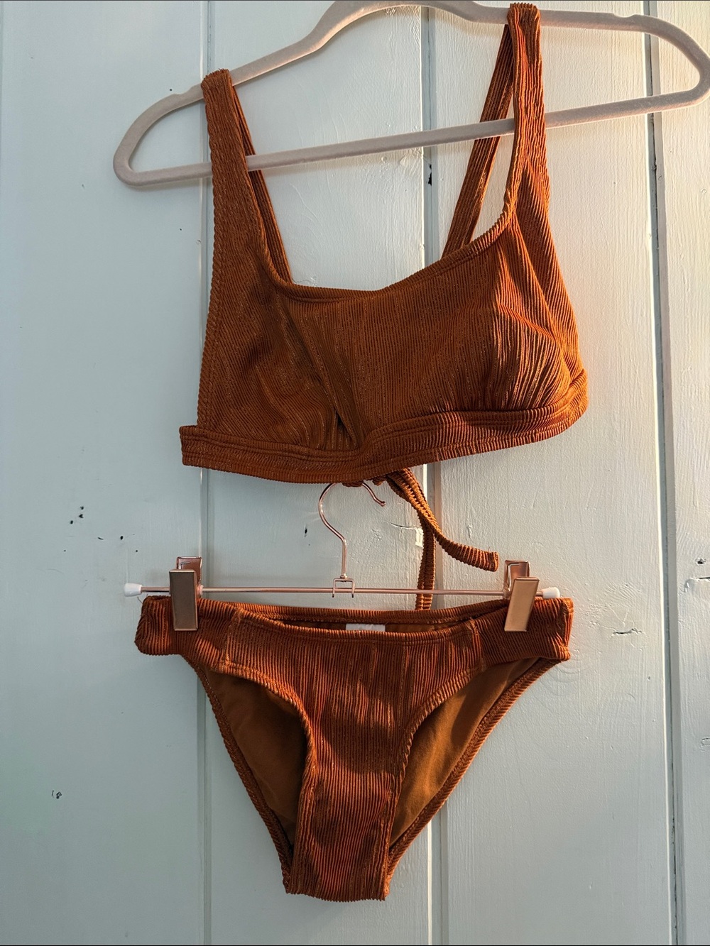 Xhilaration Rust Ribbed Bikini Set - Brown Orange